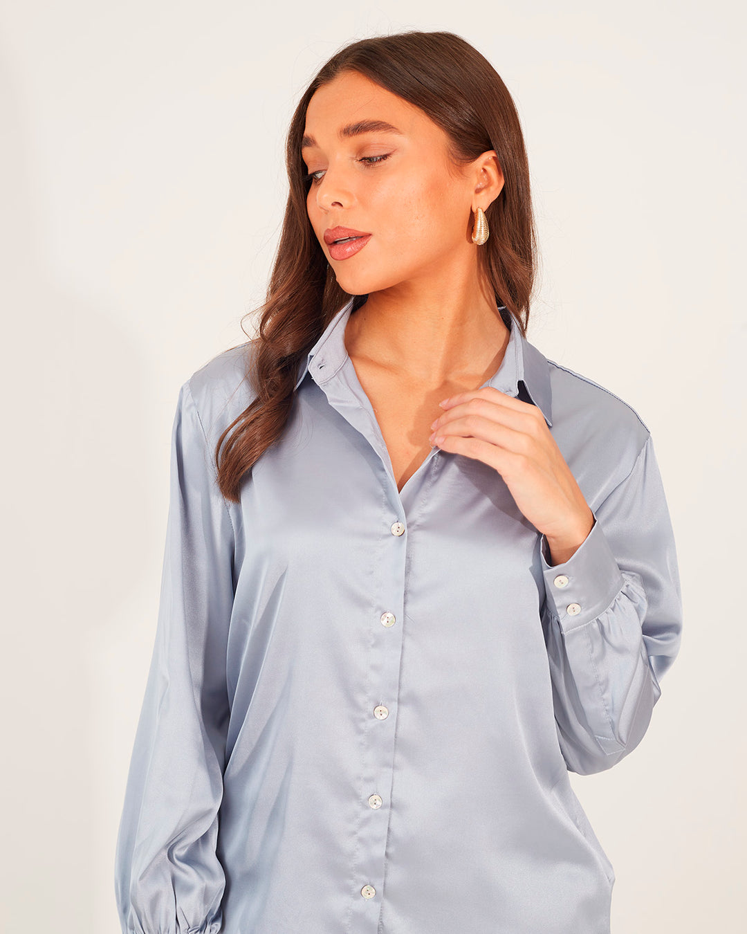 Camisa Satin Grey